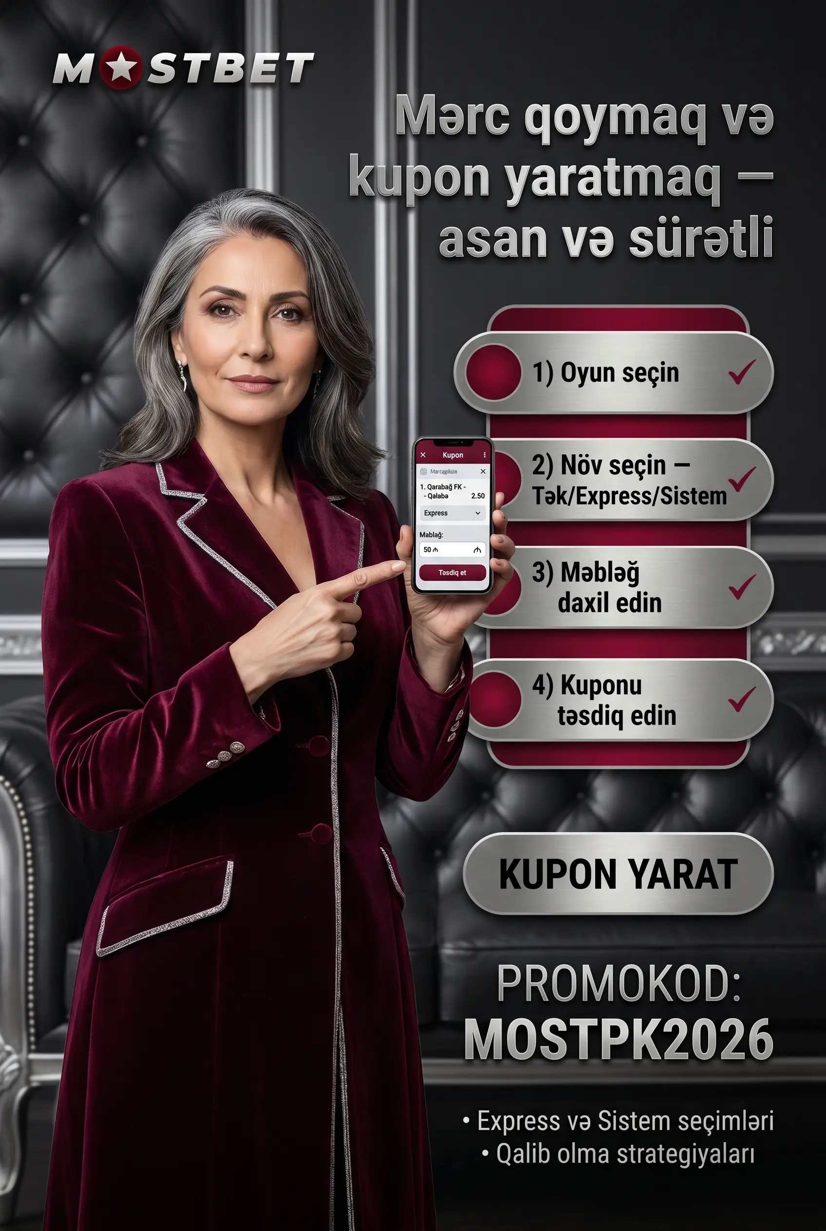 Mostbet tətbiqində mərc qoyma və kupon yaratma