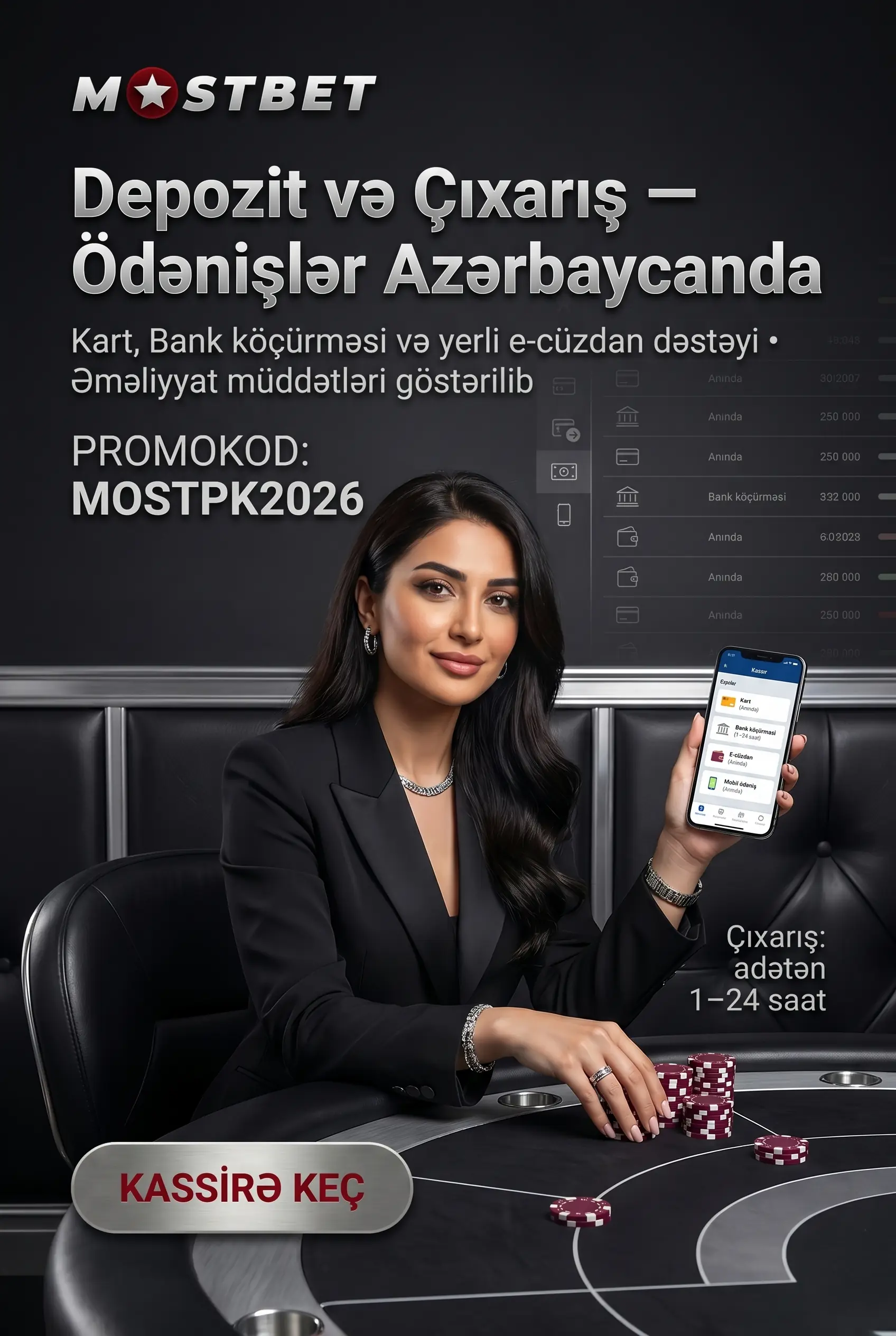 Mostbet tətbiqində depozit və çıxarış